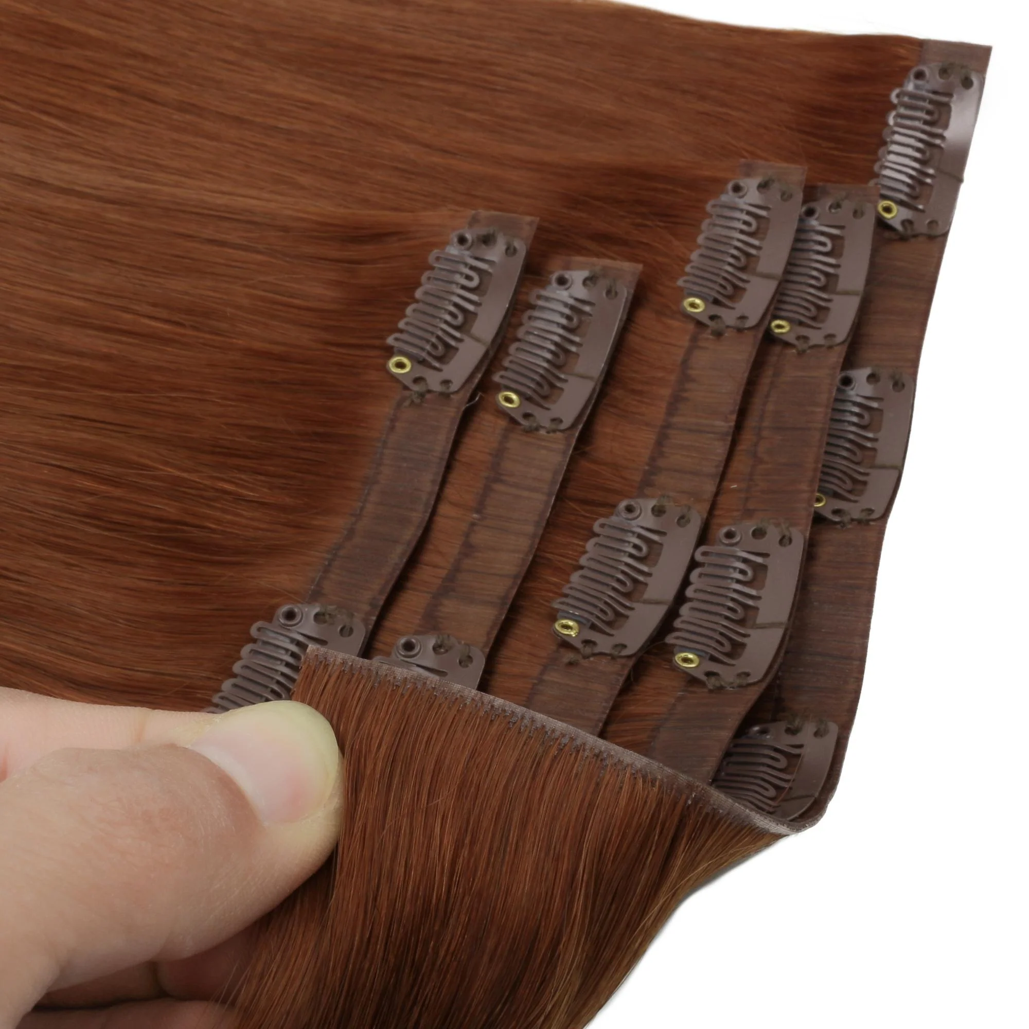 16" Rich Copper Auburn Invisible Clip-ins (140g) - Image 7