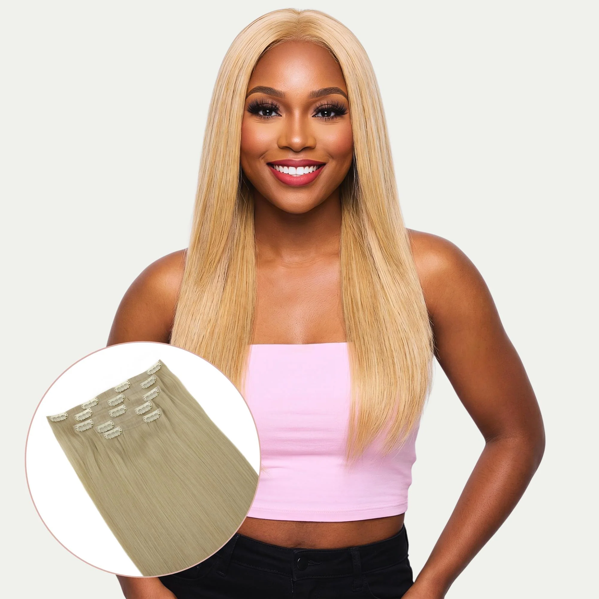 16" Warm Honey Blonde Invisible Clip-ins (140g)