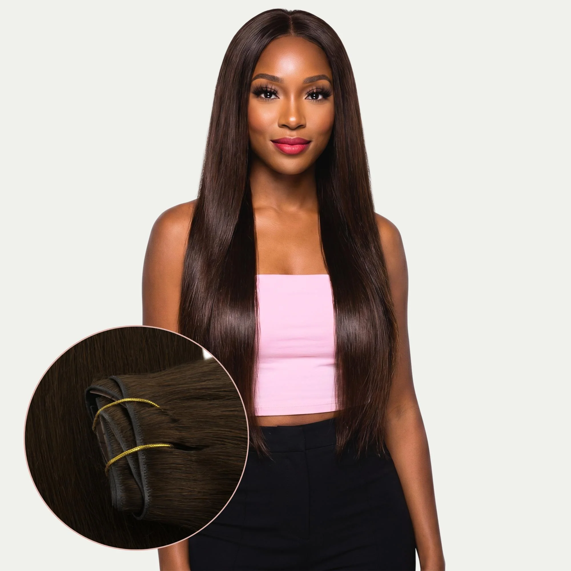 20" Dark Brown Invisible Clip-ins (180g)