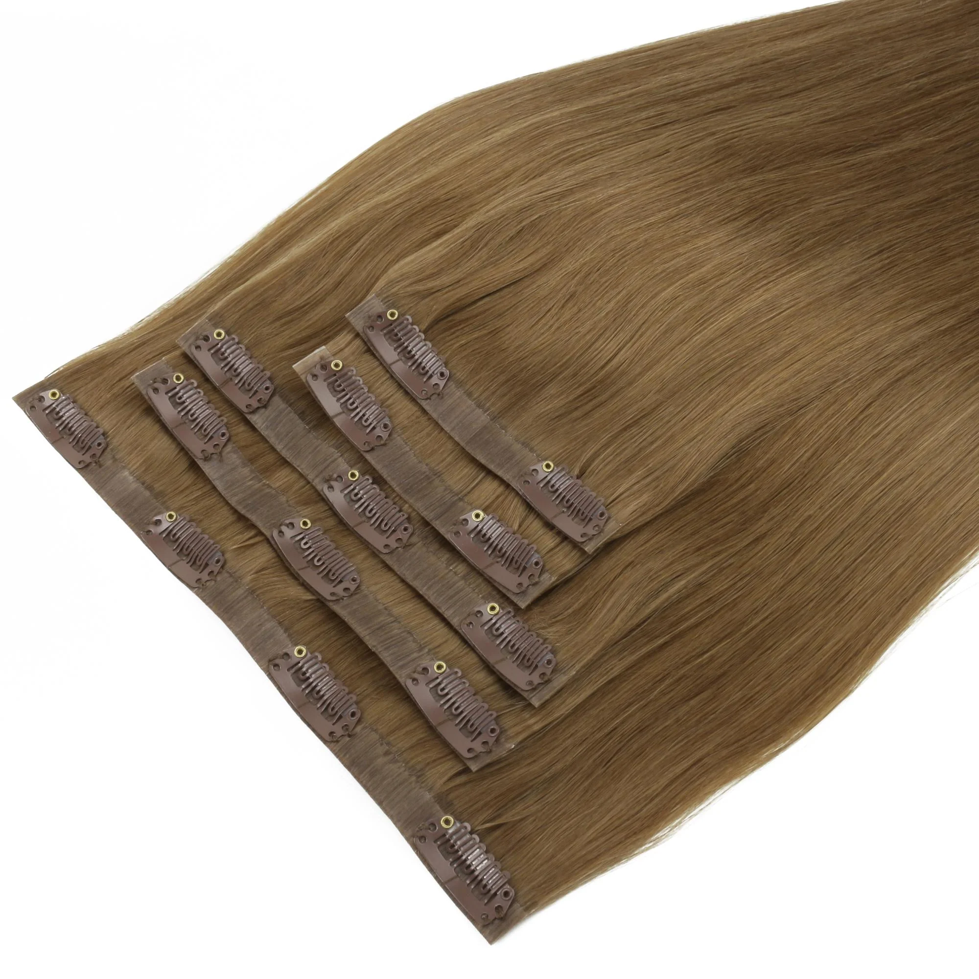 20" Medium Chestnut Brown Invisible Clip-ins (180g) - Image 4