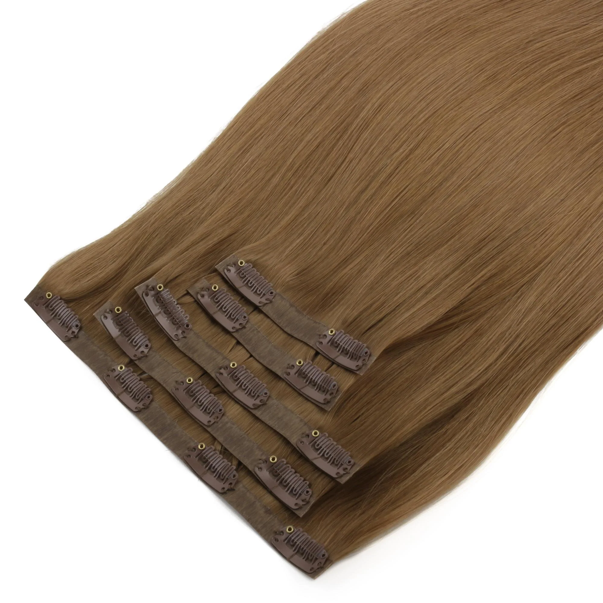 20" Medium Chestnut Brown Seamless Clip-ins (180g) - Image 3