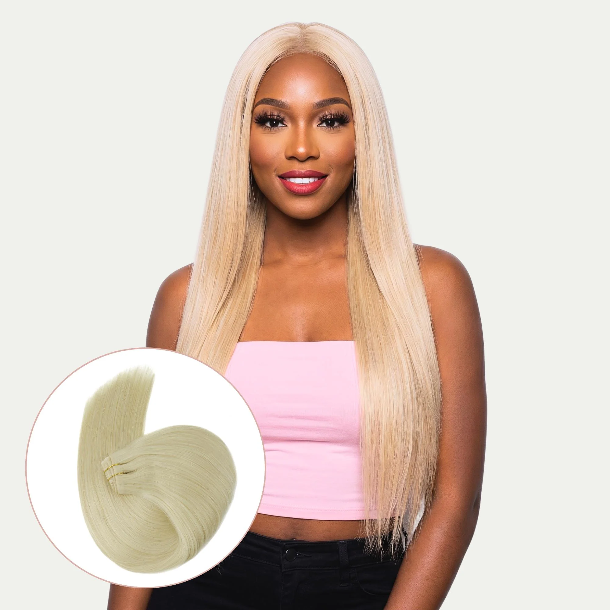 20" Platinum Blonde Invisible Clip-ins (180g)
