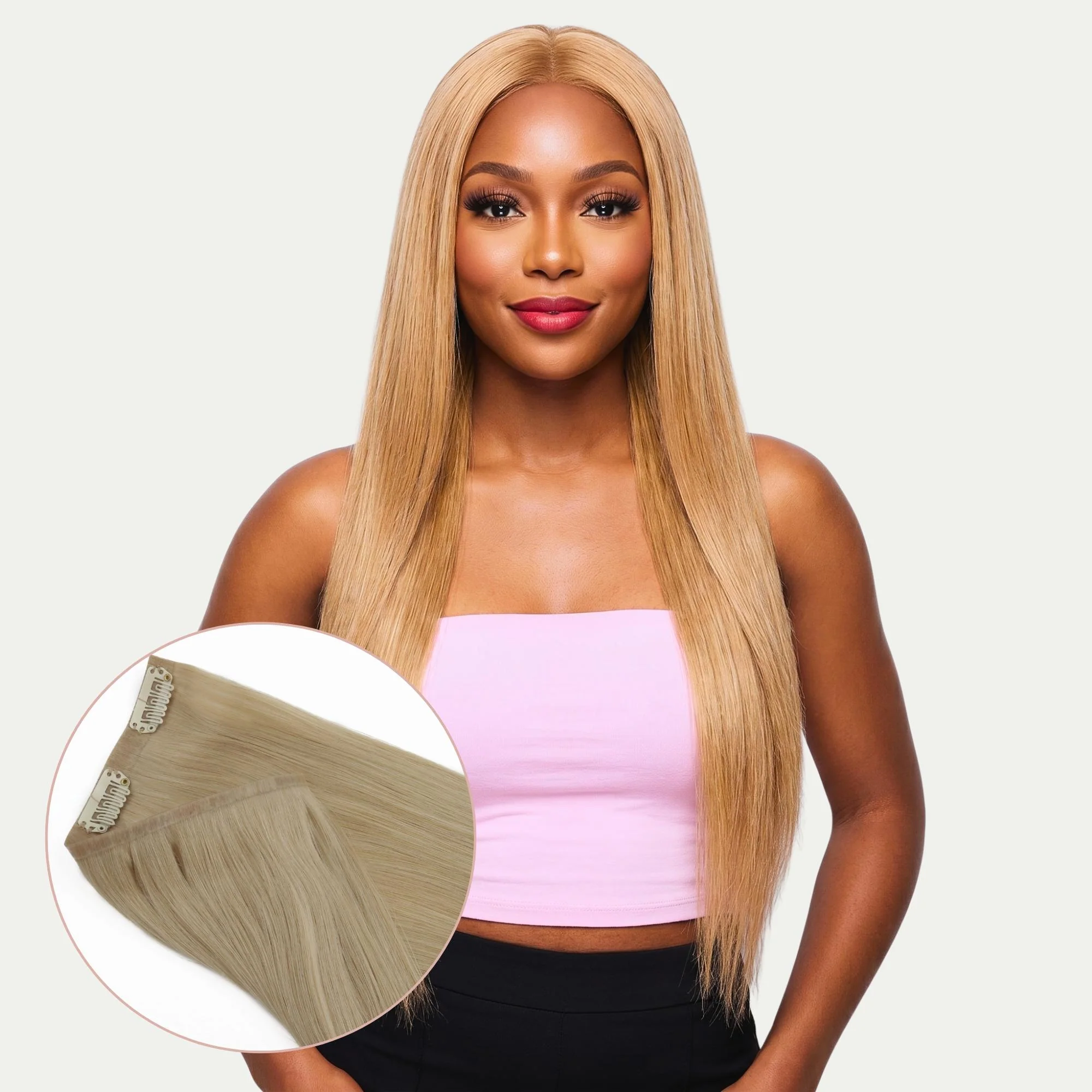 20" Warm Honey Blonde Seamless Clip-ins (180g)