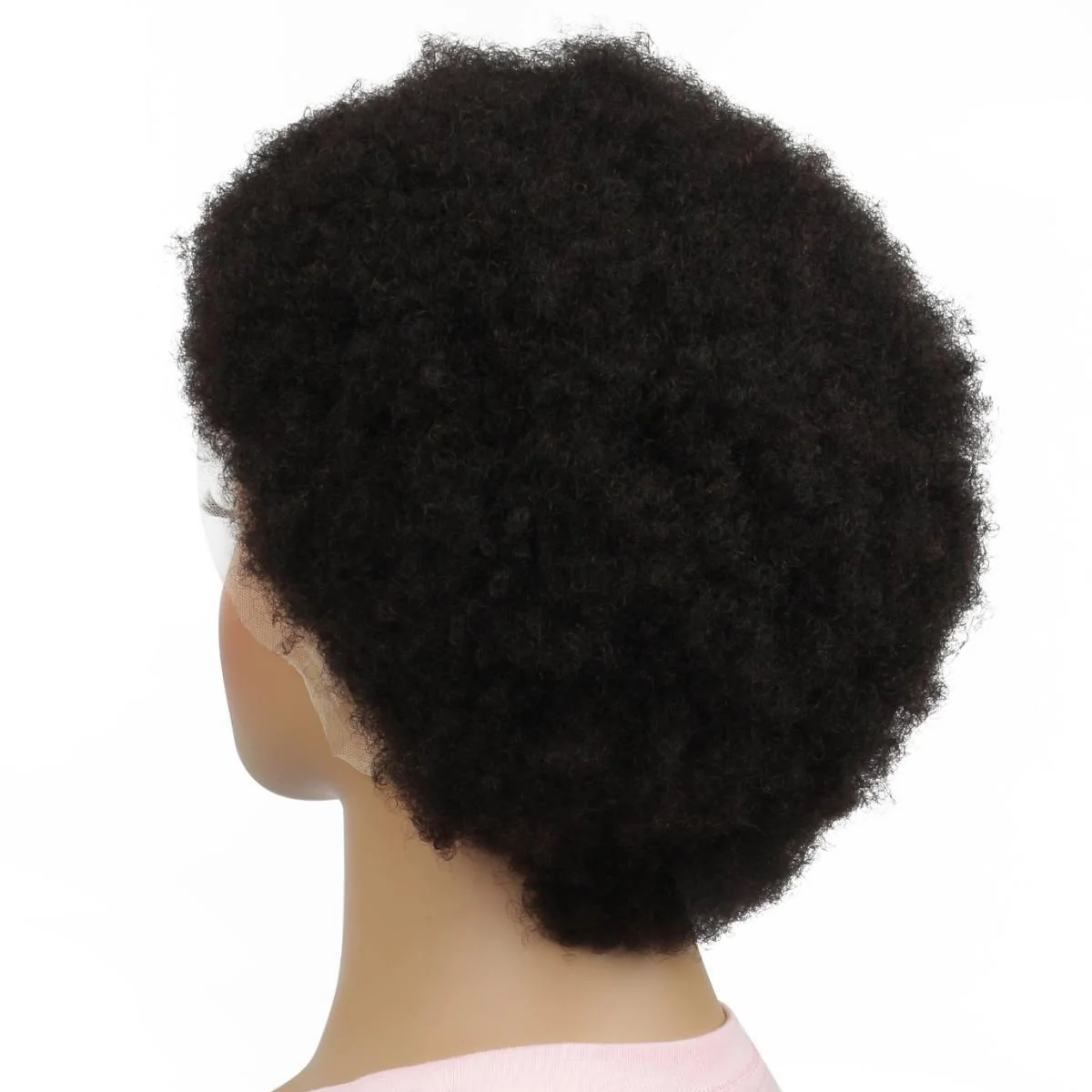 Natural Black Transparent Full Lace 100% Human Hair Afro Wig - Image 4