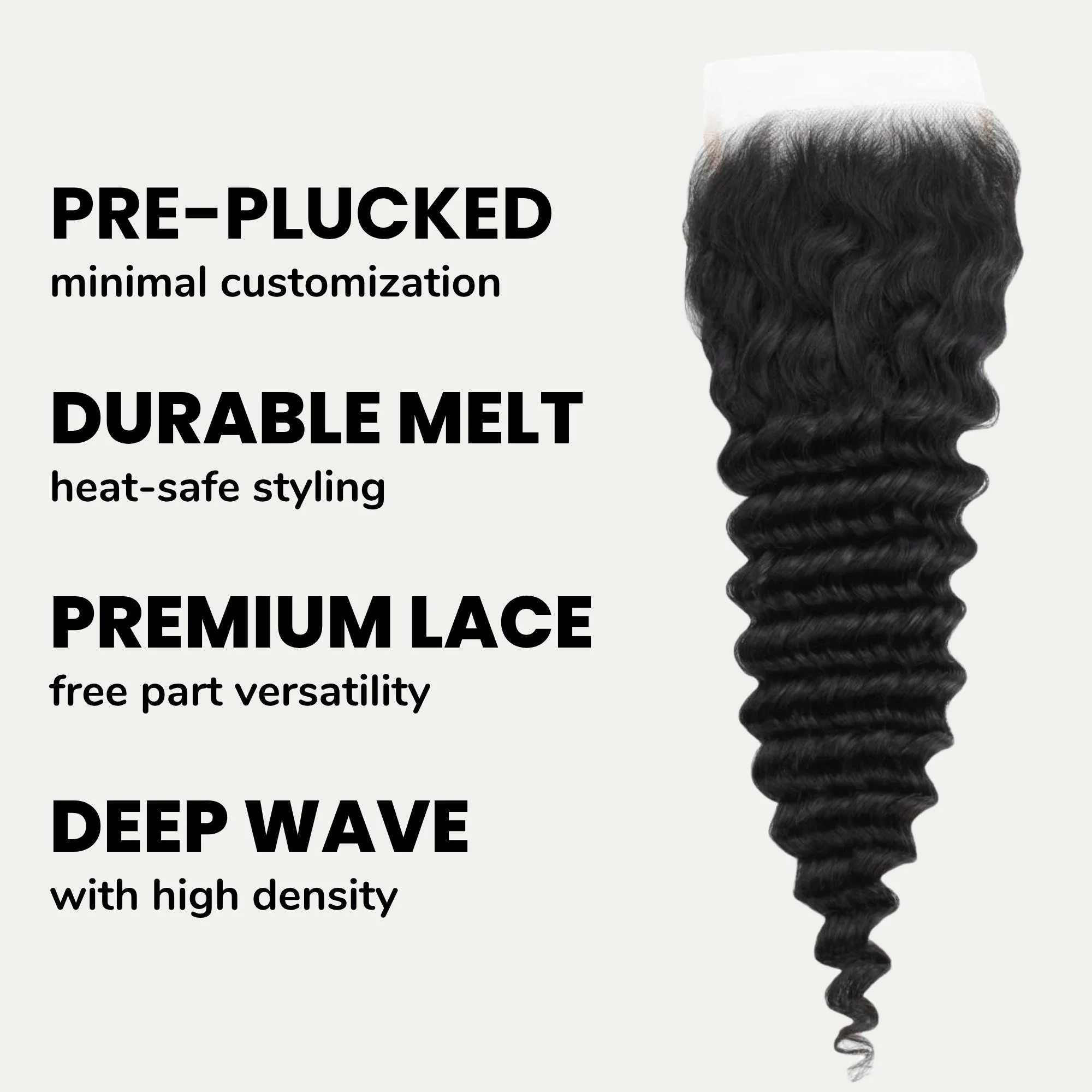 Deep Wave 5x5 Transparent Lace Human Hair Closure - Image 3