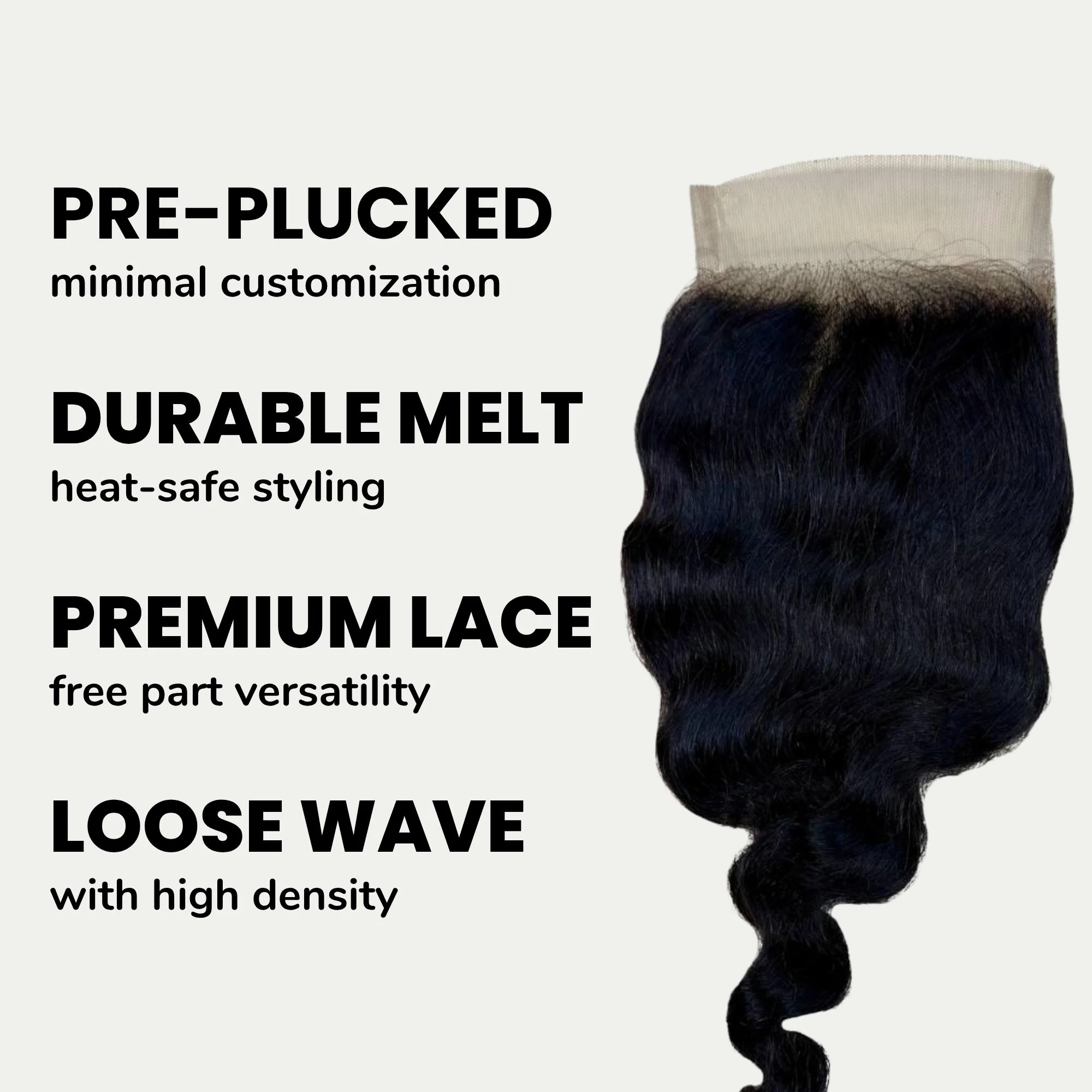 Loose Wave 4x4 Transparent Lace Human Hair Closure - Image 3