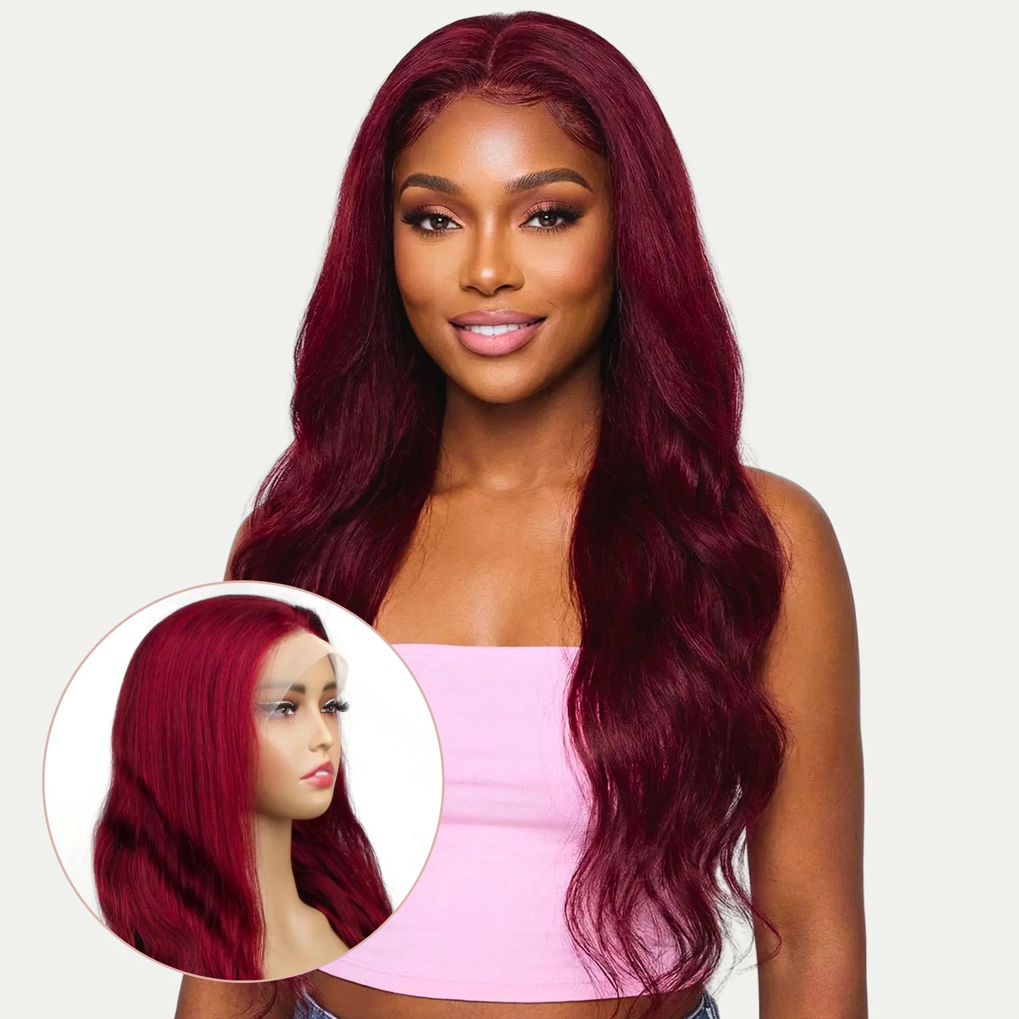 Burgundy Body Wave 13x4 Transparent Lace Front Wig