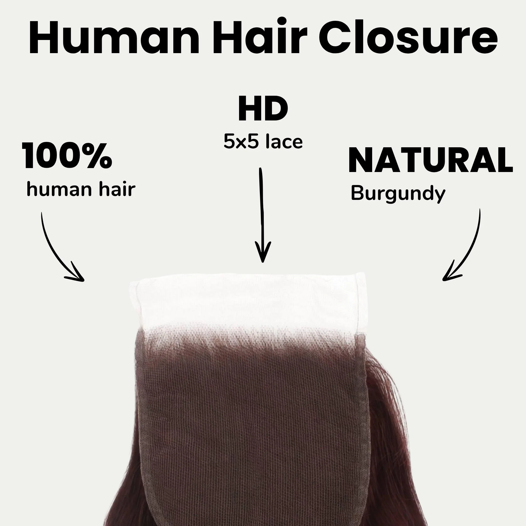 Burgundy Body Wave 5x5 HD Lace Human Hair Closure - Image 2