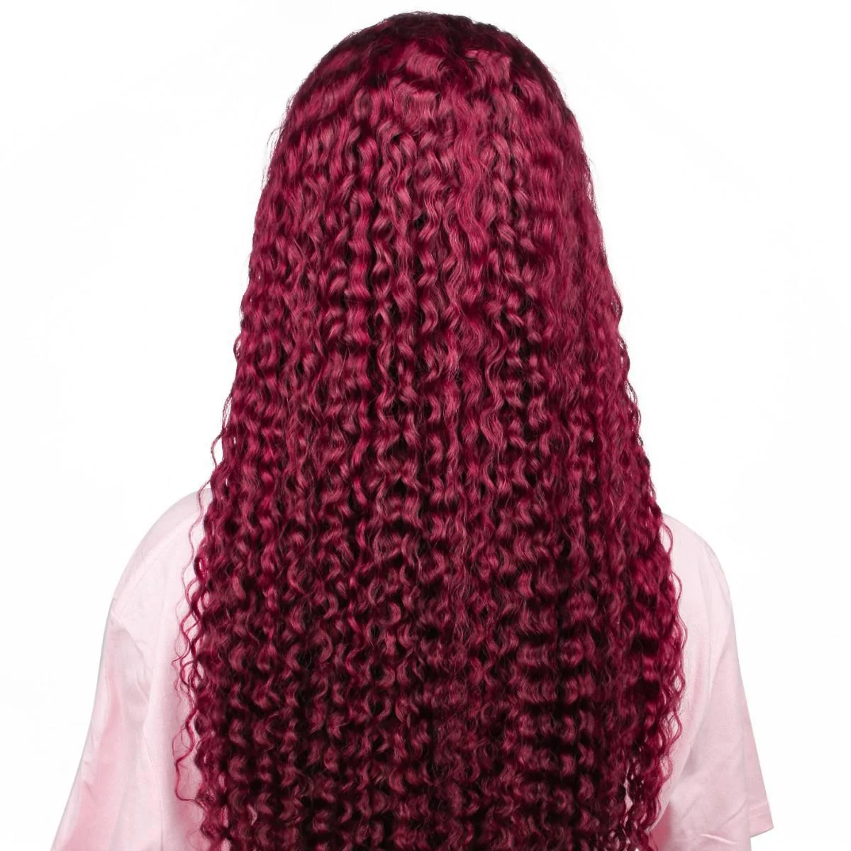 Burgundy Curly 13x4 Transparent Lace Front Wig - Image 4