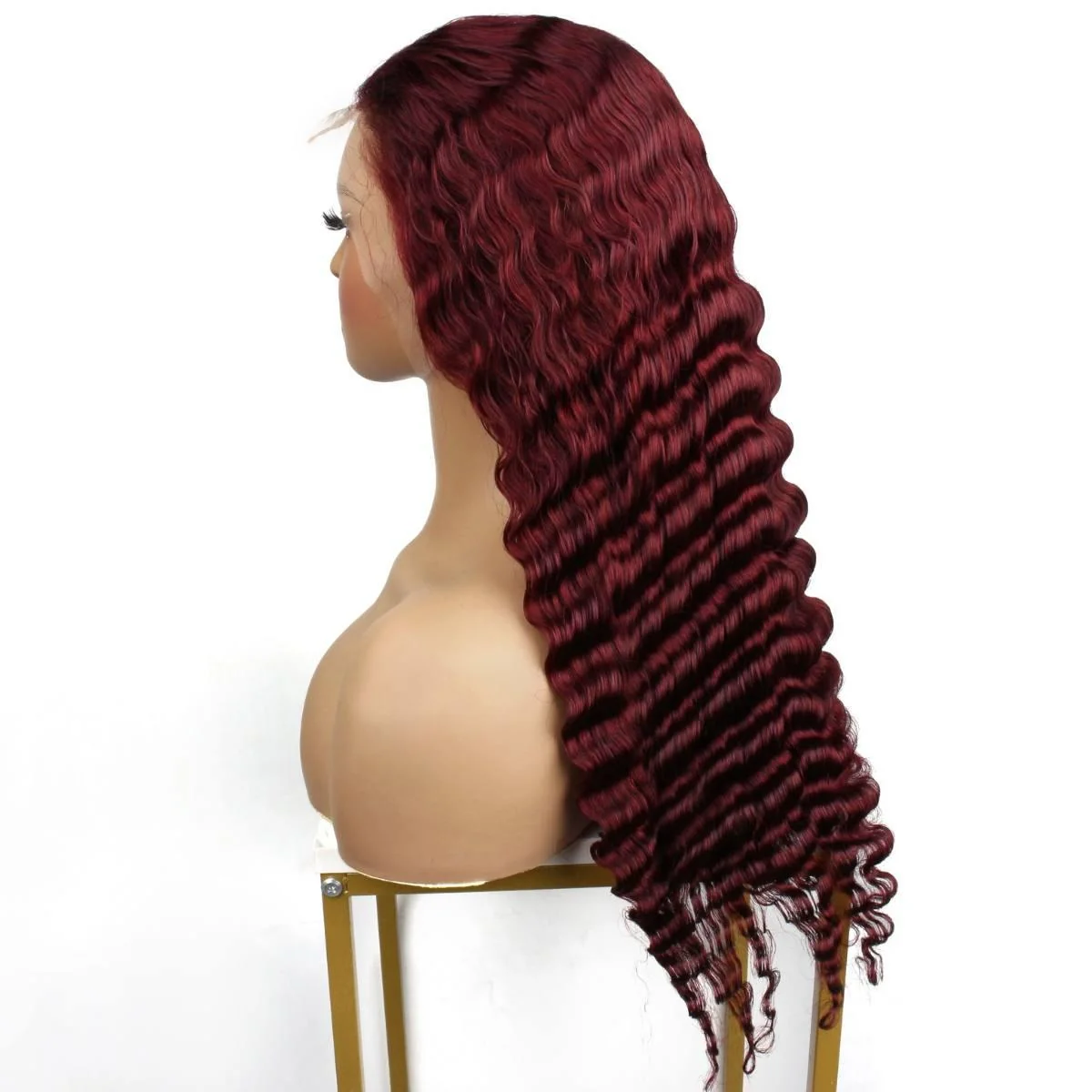 Burgundy Deep Wave 13x4 Transparent Lace Front Wig - Image 4