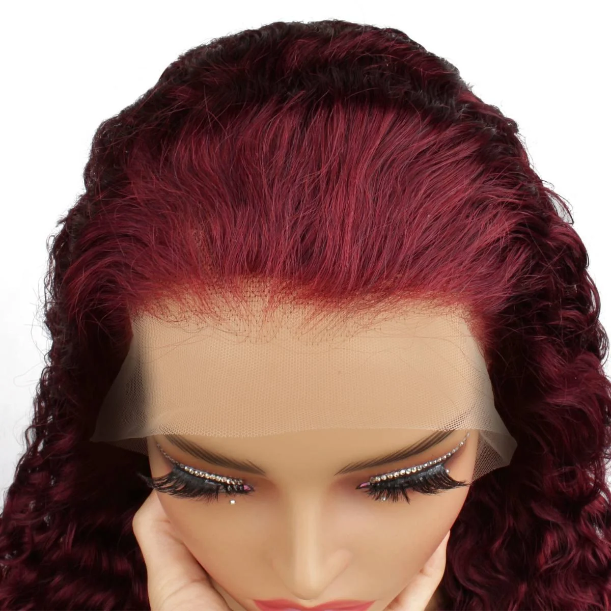 Burgundy Deep Wave 13x4 Transparent Lace Front Wig - Image 6