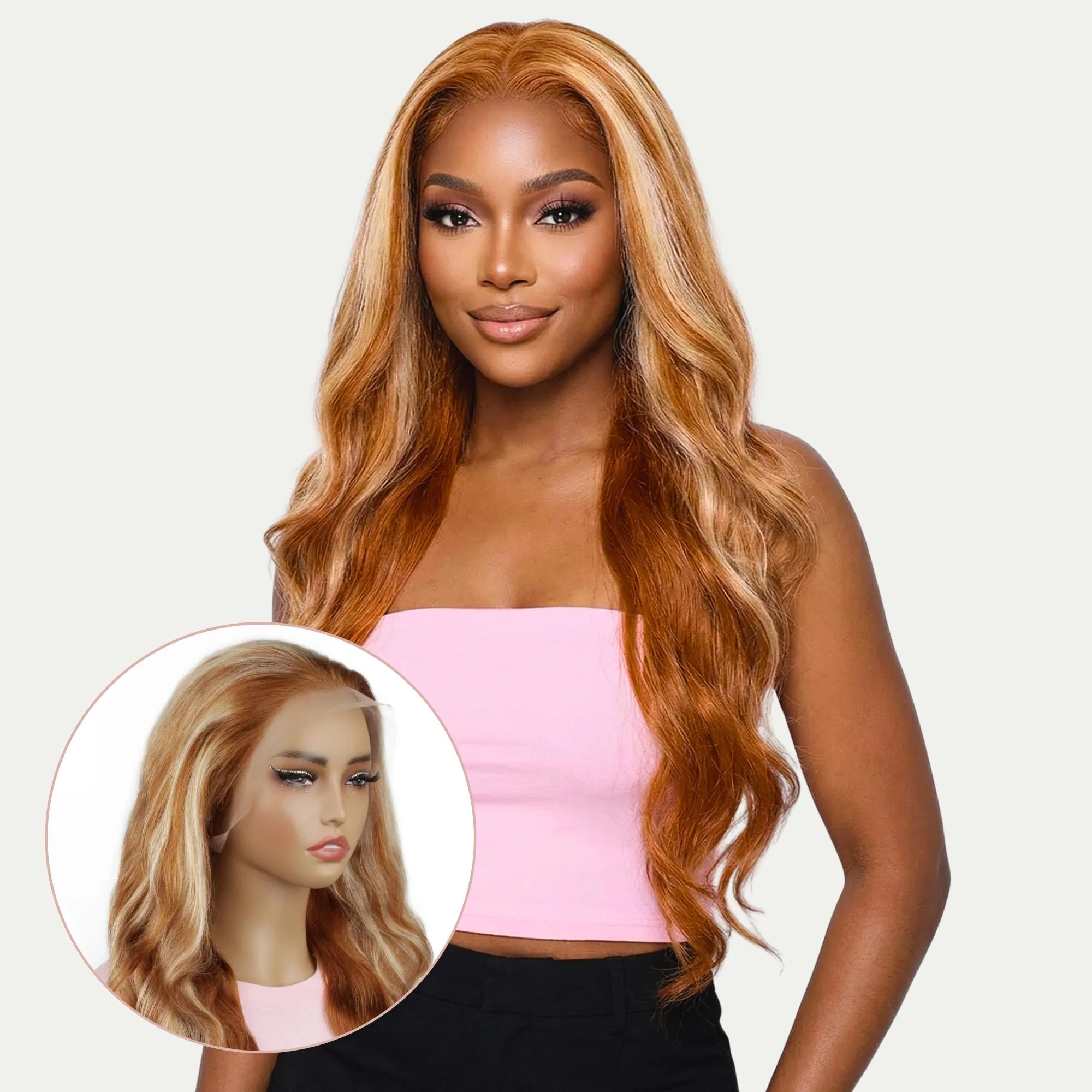 Copper Blonde Highlight Straight 13x4 Transparent Lace Front Wig