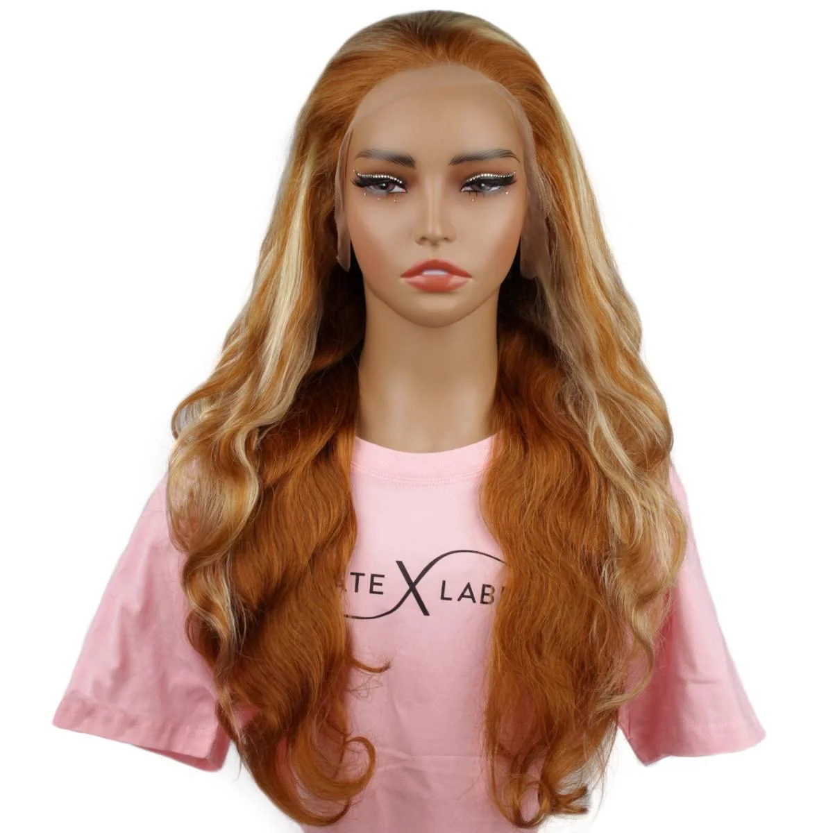 Copper Blonde Highlight Straight 13x4 Transparent Lace Front Wig - Image 2