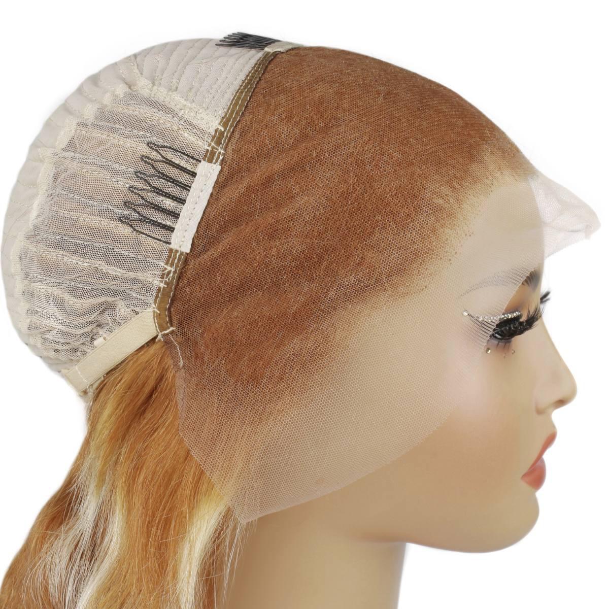 Copper Blonde Highlight Straight 13x4 Transparent Lace Front Wig - Image 8