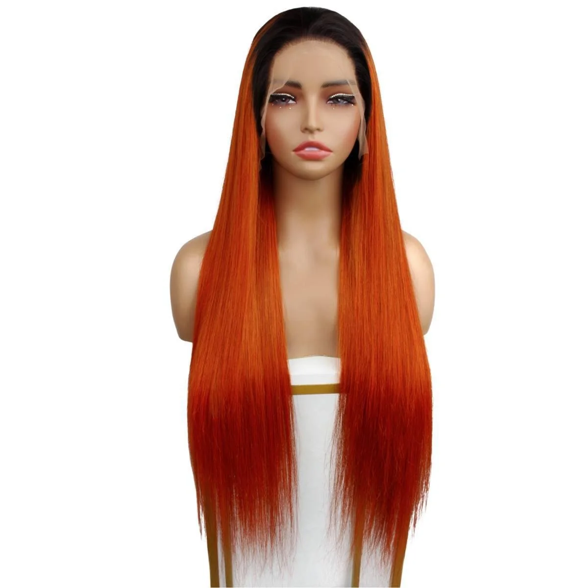 Copper Ombre Straight 13x4 Transparent Lace Front Wig - Image 2