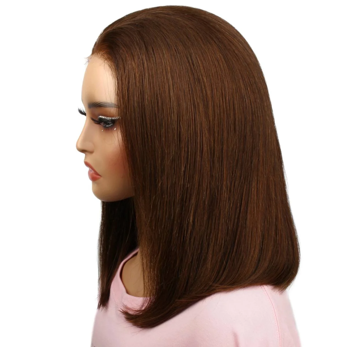 Dark Brown Glueless 5x5 HD Closure Bob 12" SALE - Image 3