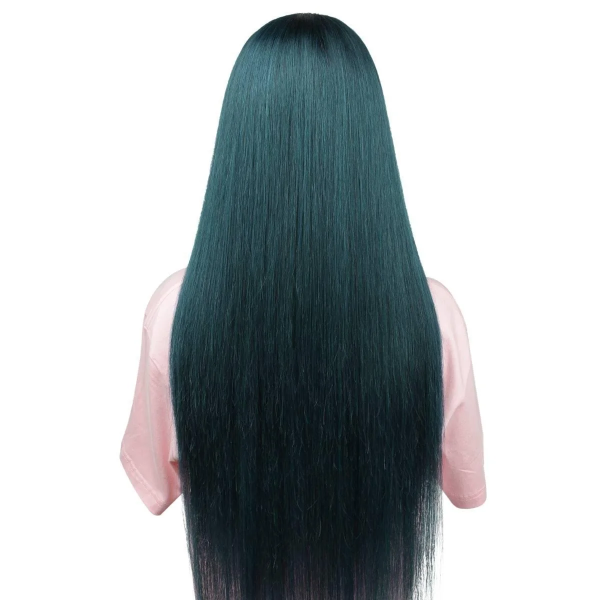 Dark Green Straight 5x5 Transparent Closure Wig - Image 5