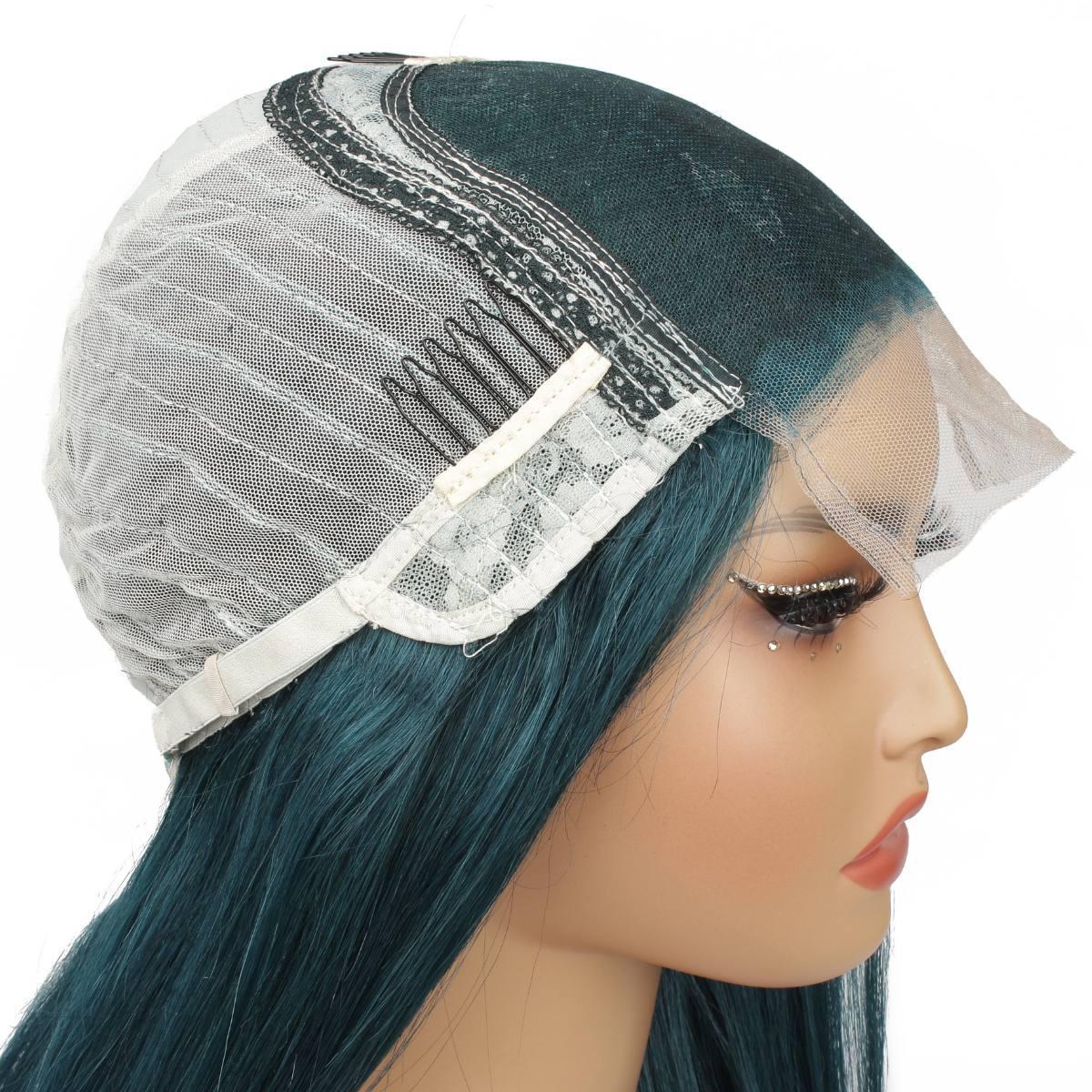 Dark Green Straight 5x5 Transparent Closure Wig - Image 8