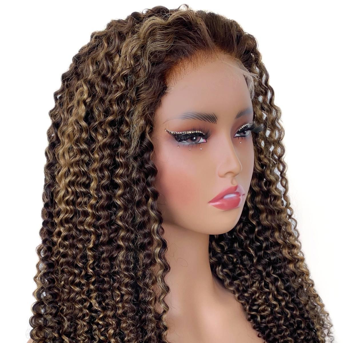 Dark Highlight Kinky Curly 5x5 HD Closure Wig - Image 3