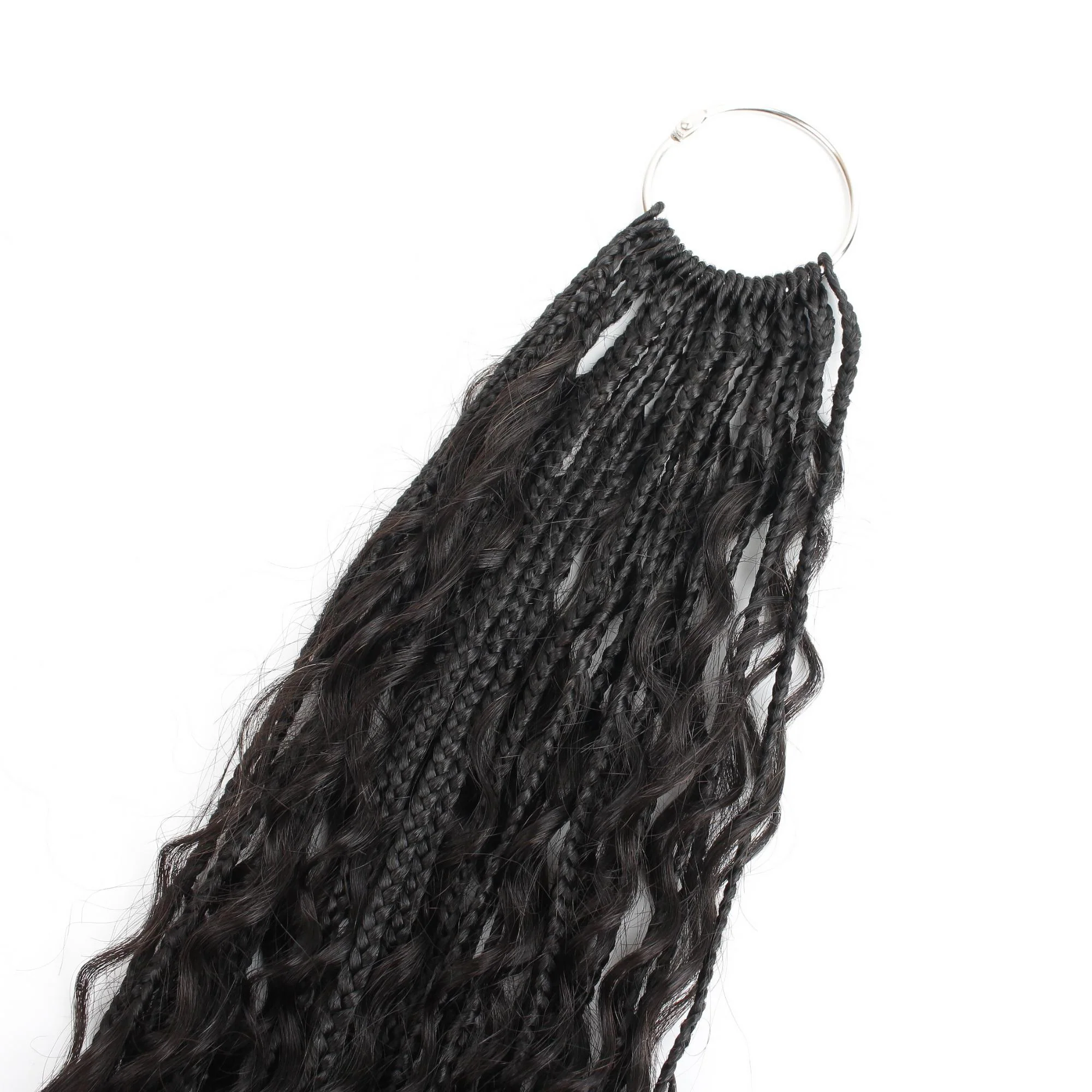 Deep Wave Boho Box Braids with Human Hair Crochet Curls - Image 11