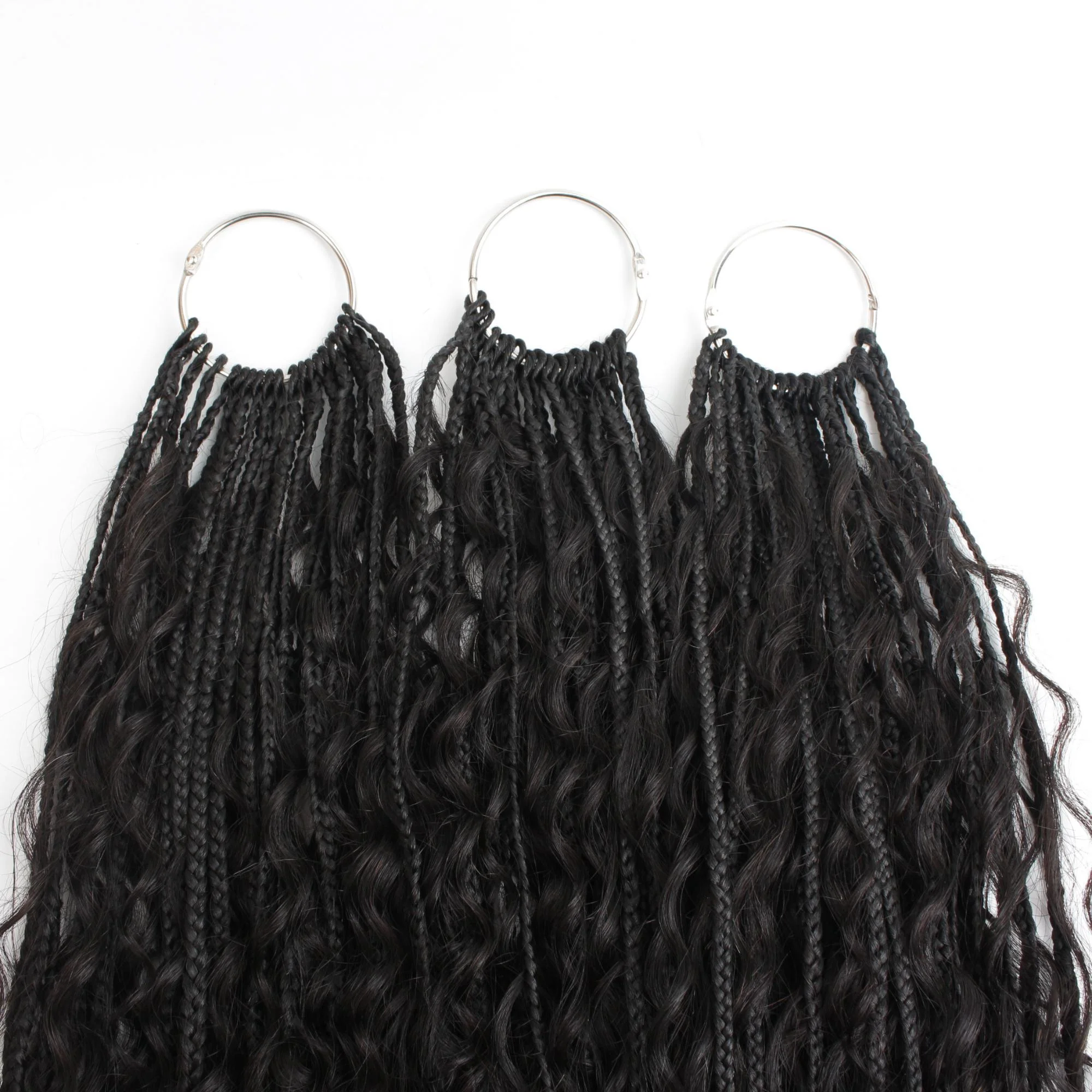 Deep Wave Boho Box Braids with Human Hair Crochet Curls - Image 12