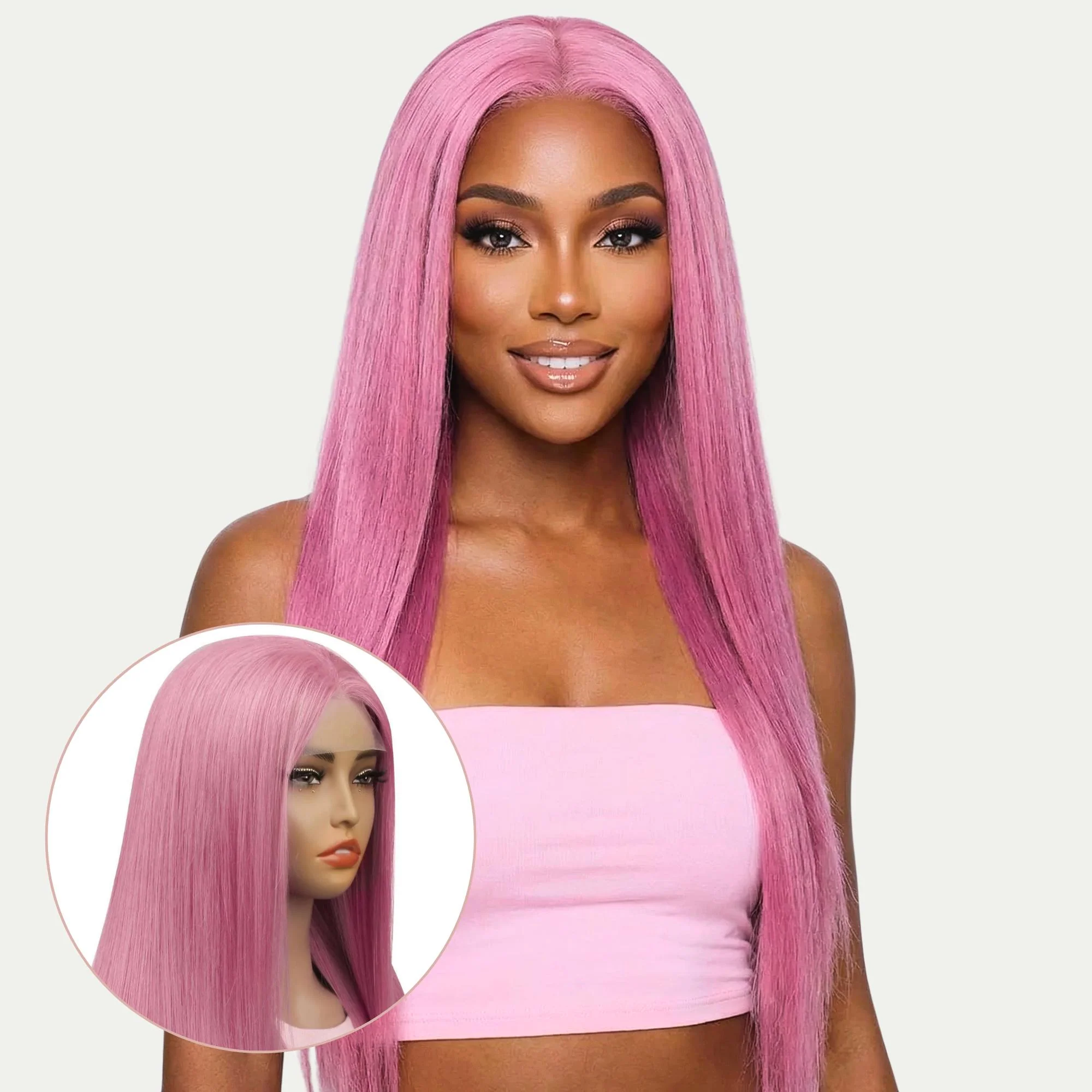 Fuchsia Straight 13x4 Transparent Lace Front Wig