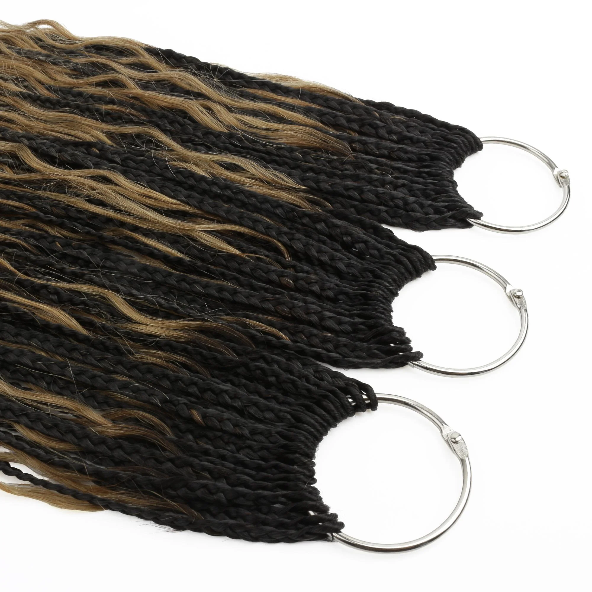 Honey Blonde Ombre Deep Wave Boho Box Braids with Human Hair Crochet Curls - Image 9