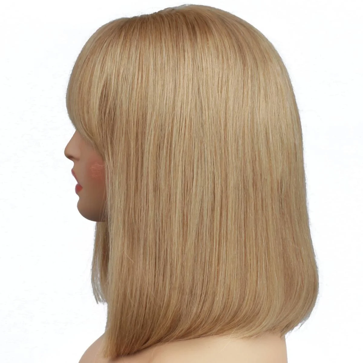 Honey Blonde Straight 100% Human Hair Capless Bang Bob Wig - Image 4