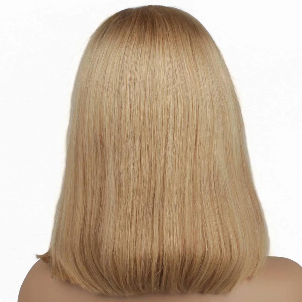 Honey Blonde Straight 100% Human Hair Capless Bang Bob Wig - Image 5