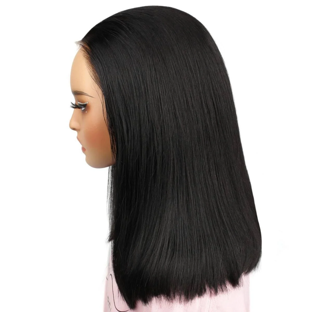 Jet Black 7x7 HD Closure 100% Human Hair Bob Wig - Image 4
