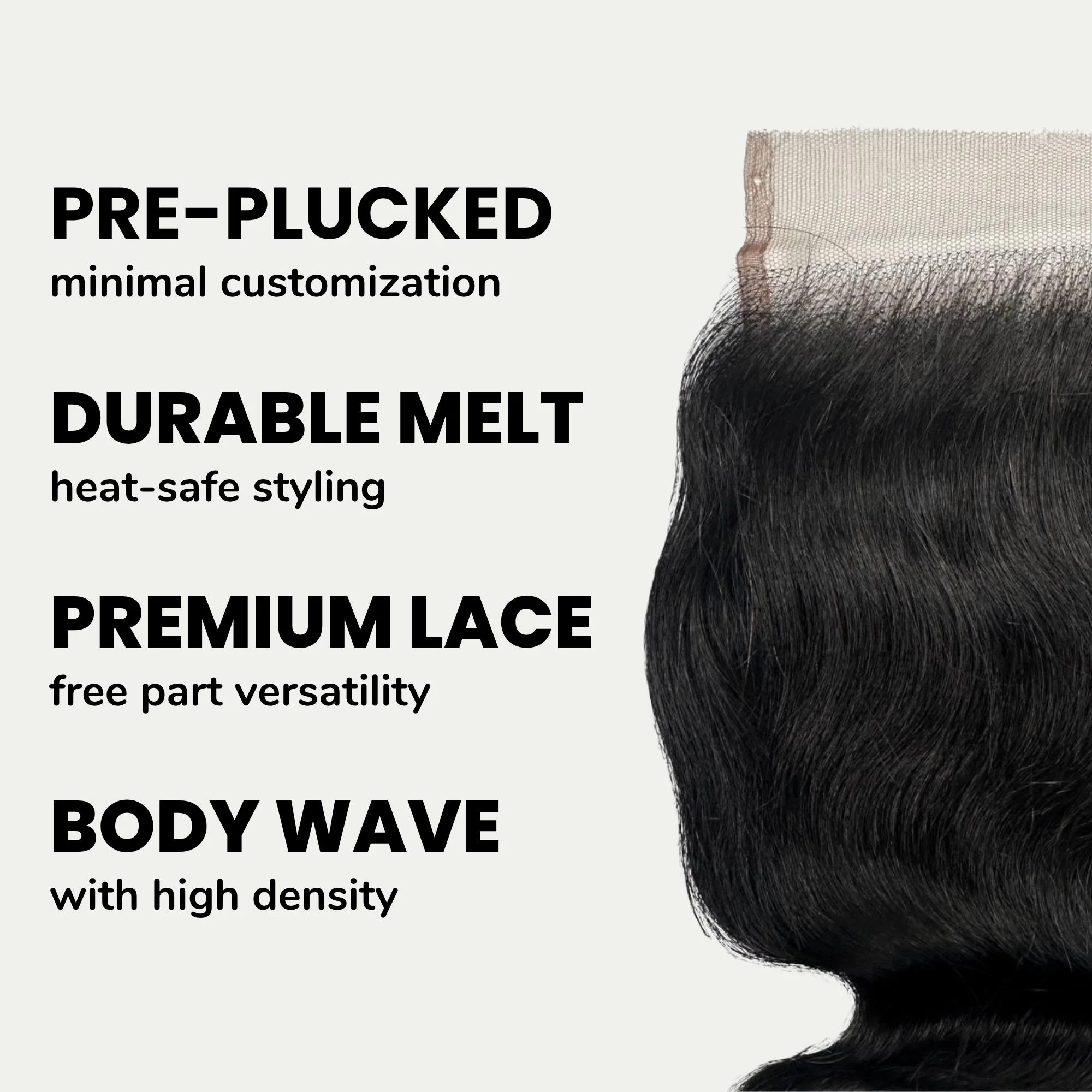 Jet Black Body Wave 4x4 HD Lace Human Hair Closure - Image 3