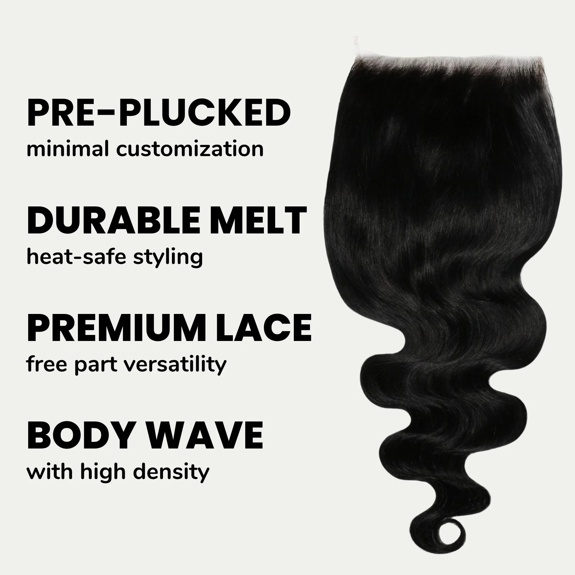 Jet Black Body Wave 6x6 HD Lace Human Hair Closure - Image 3