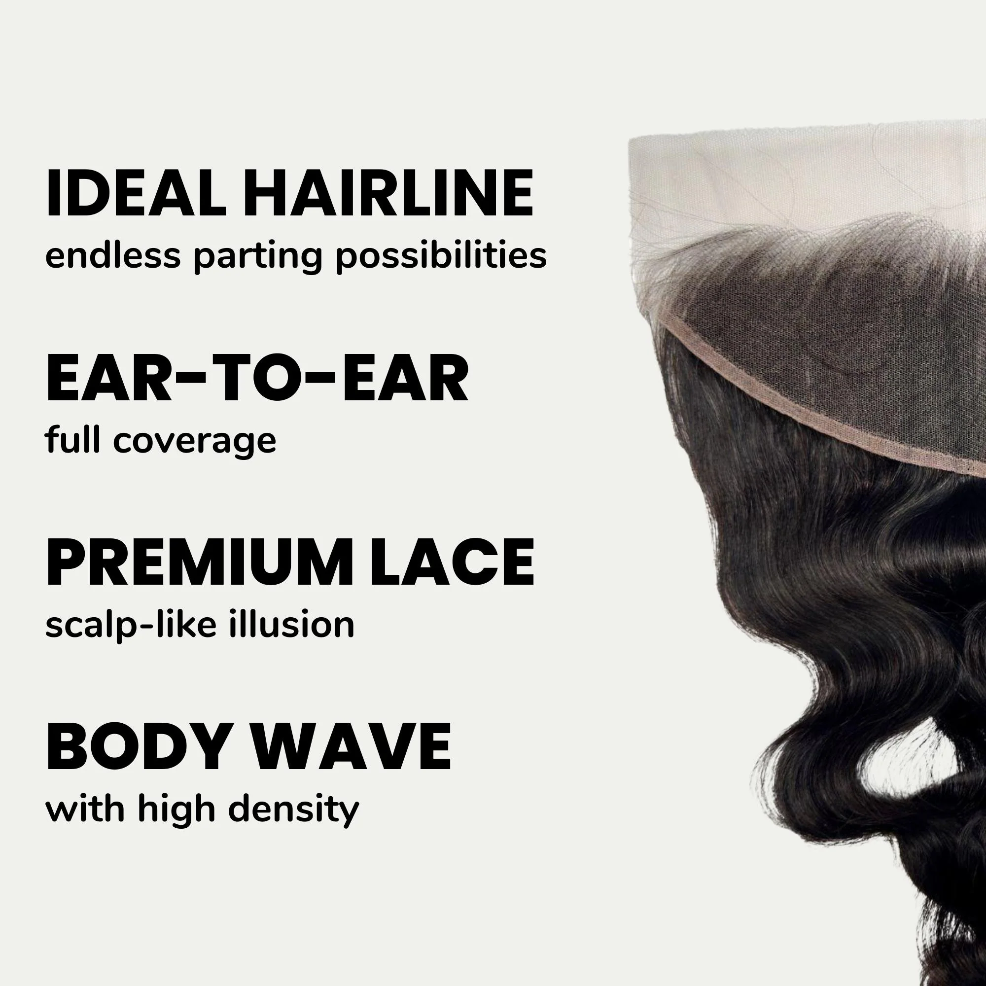 Jet Black Body Wave 13x4 HD Lace Human Hair Frontal - Image 3
