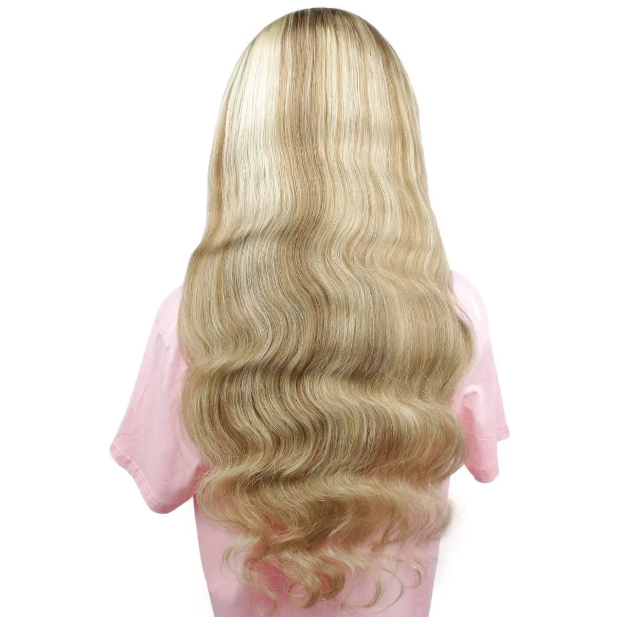 Light Blonde Highlight Body Wave 13x4 Transparent Lace Front Wig - Image 5