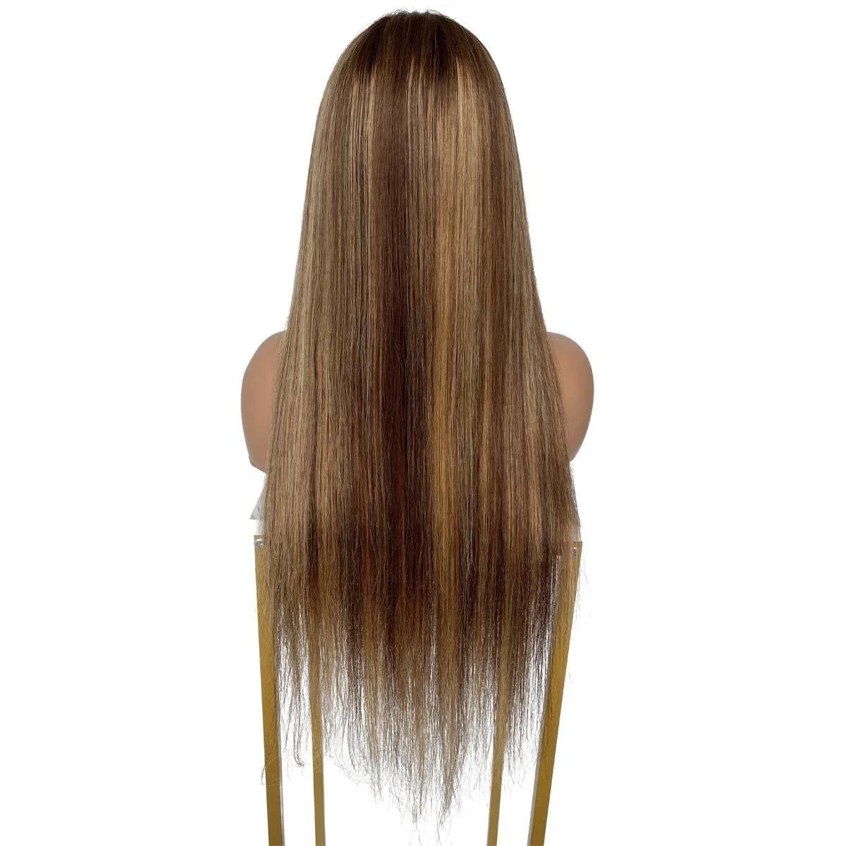 Light Highlight Straight 13x4 Transparent Lace Front 100% Human Hair Bang Wig - Image 5