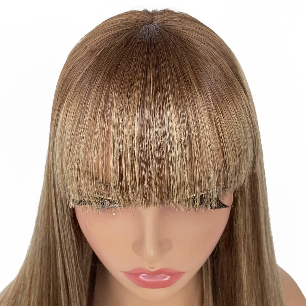 Light Highlight Straight 13x4 Transparent Lace Front 100% Human Hair Bang Wig - Image 6
