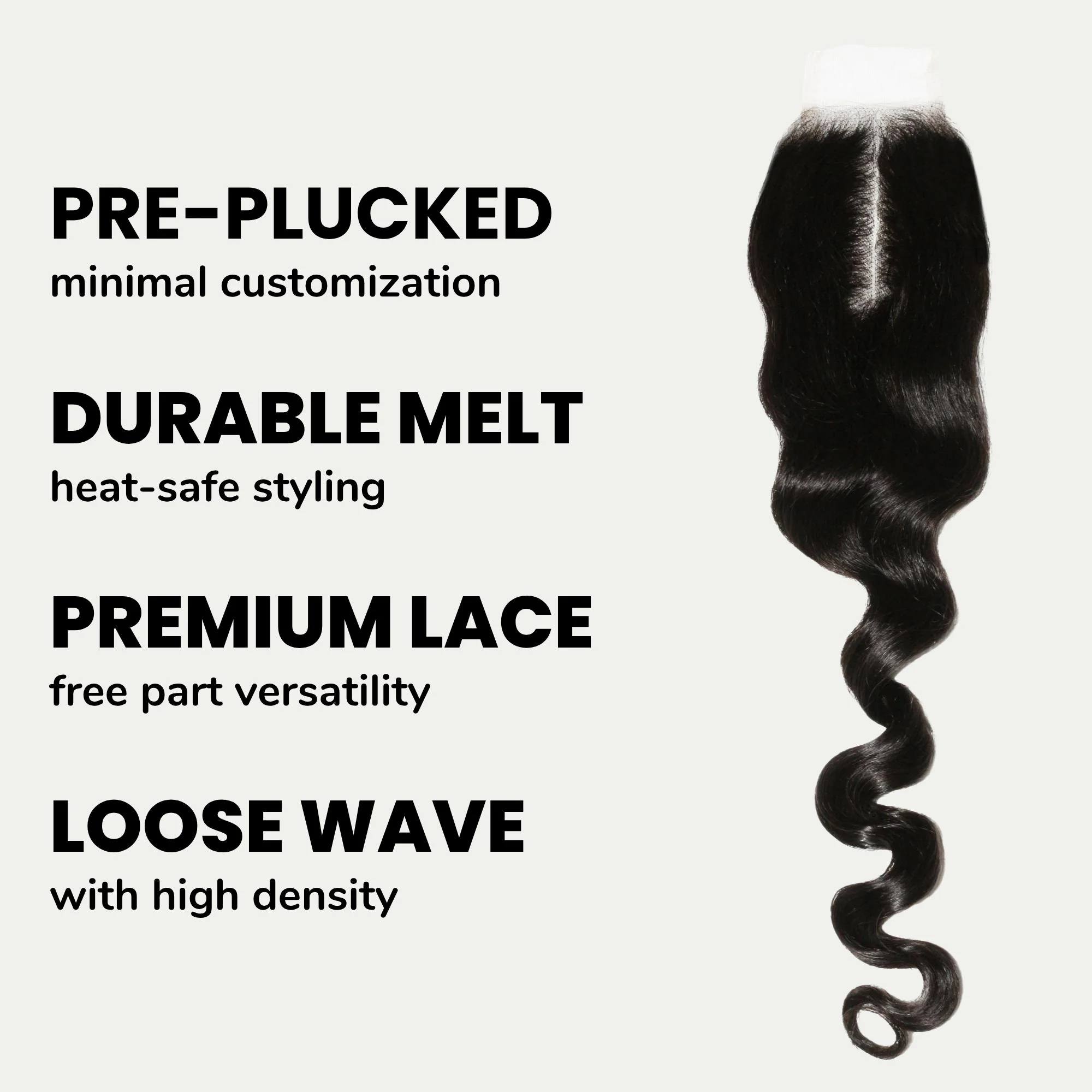 Loose Wave 2x6 Transparent Lace Human Hair Closure - Image 3