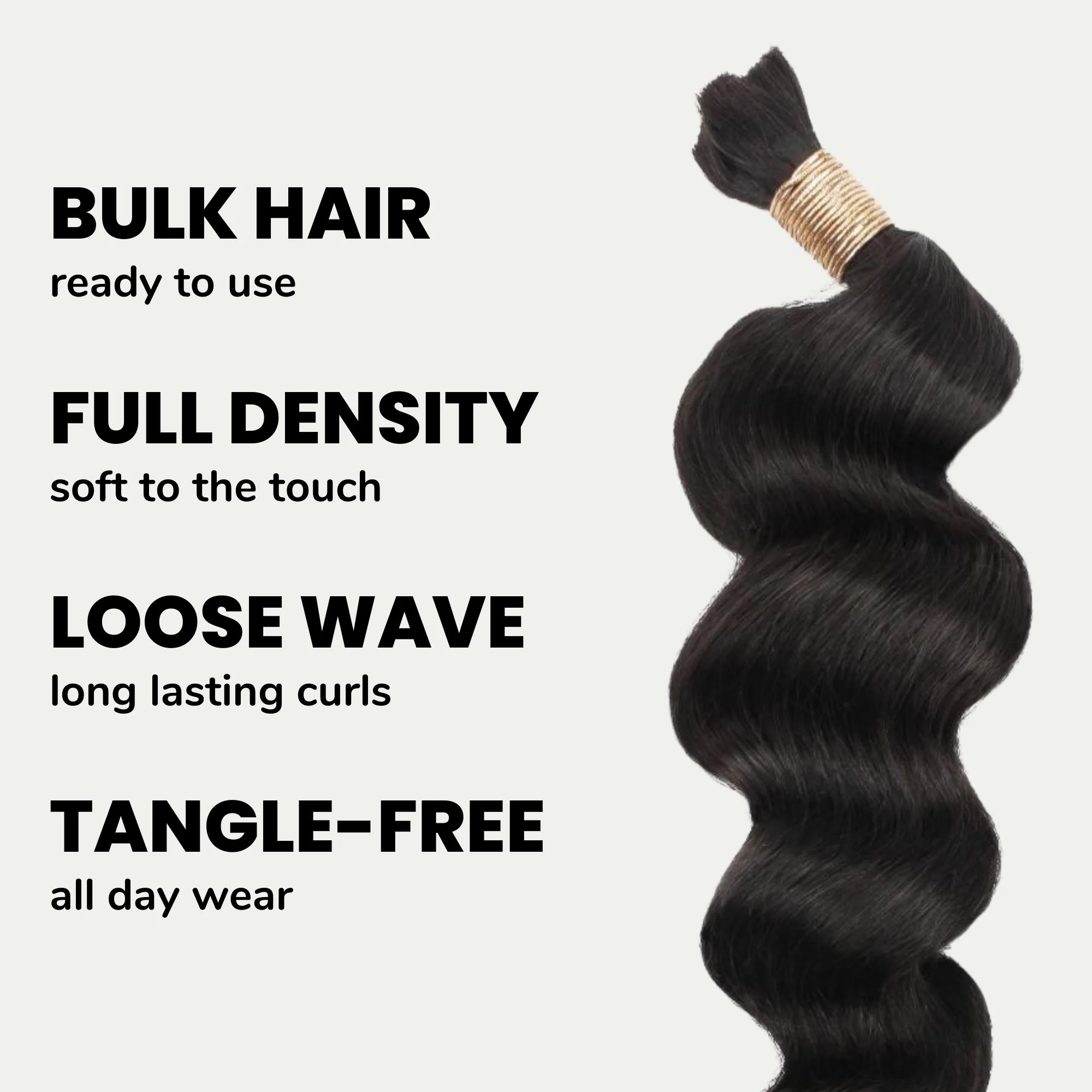 Loose Wave Bulk 100% Human Braiding Hair - Image 3