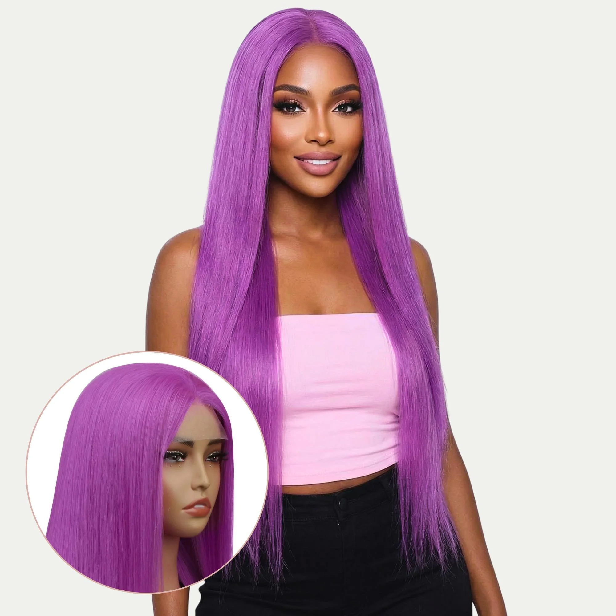Purple Straight 13x4 Transparent Lace Front Wig