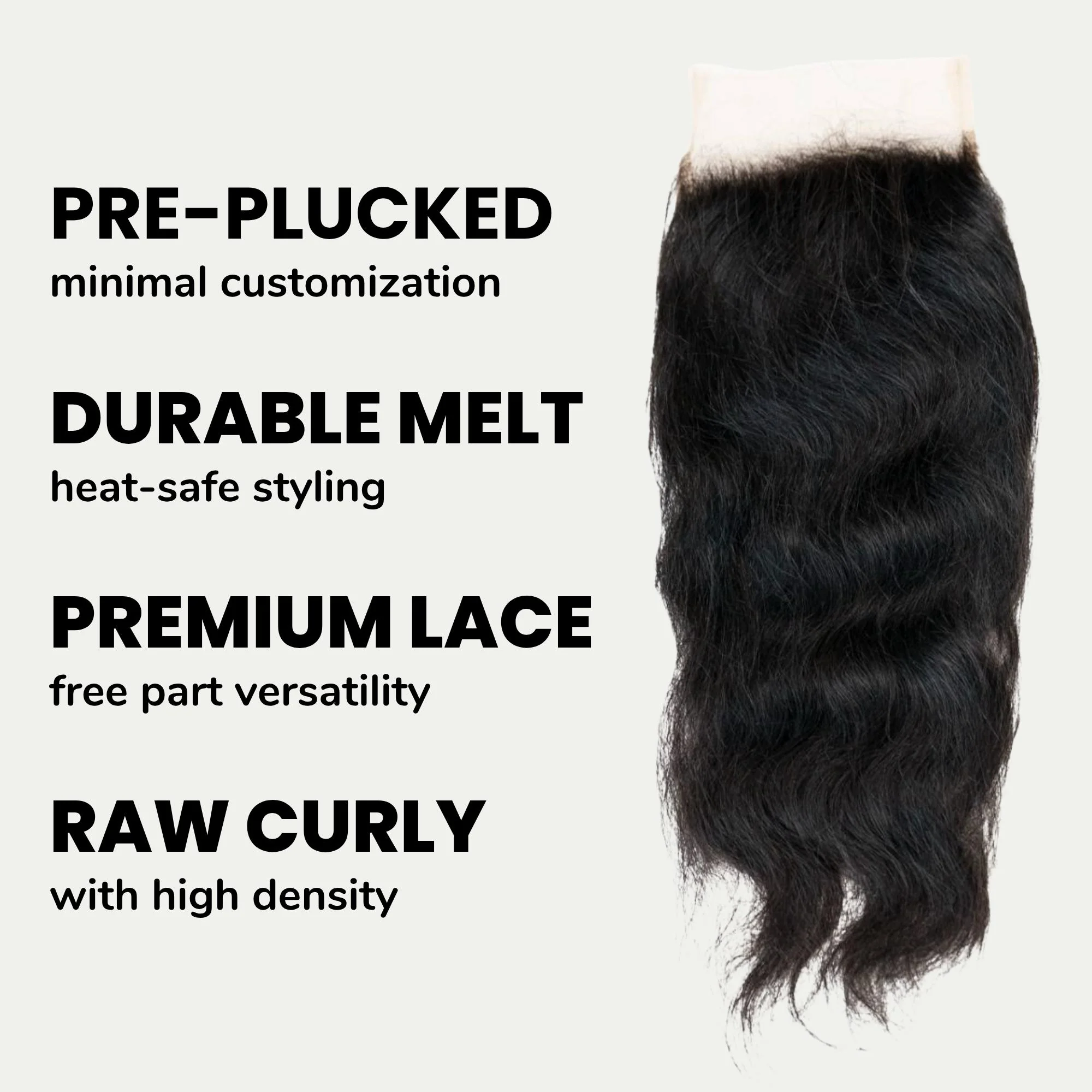 Raw Indian Curly 5x5 Transparent Lace 100% Human Hair Closure - Image 3