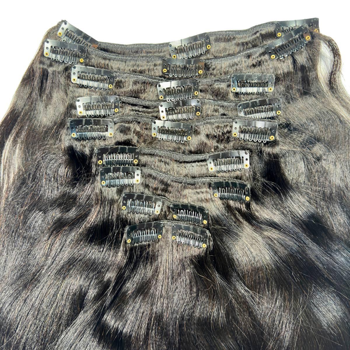 Yaki Straight Clip-In 100% Human Hair  Extensions - Image 3